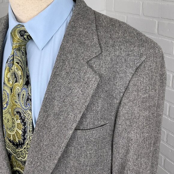 John‎ Alexander Blazer Men 42 Gray Silver Shield Wool Hartmarx Jacket USA VTG - Picture 2 of 16